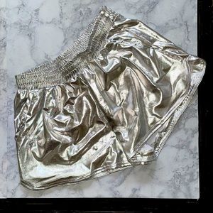 Women's Metallic Shiny Shorts with Pockets